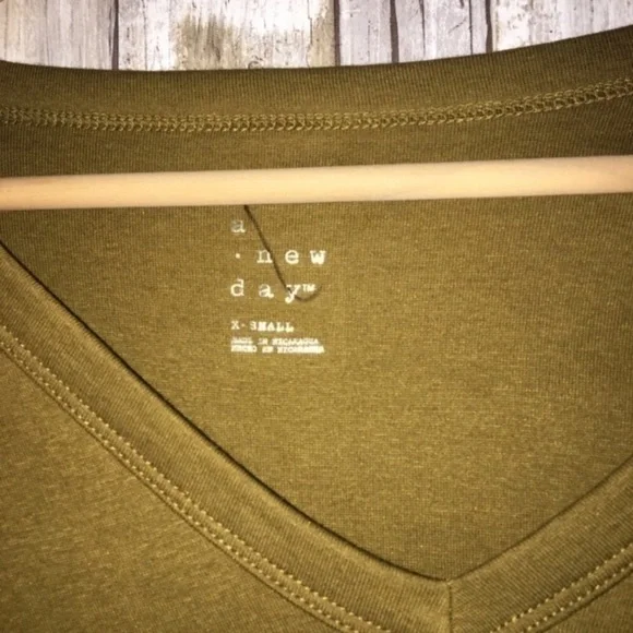 A New Day Mustard V Neck Long Sleeve Tee - Picture 4 of 4